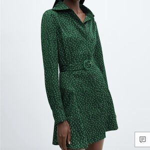 Mango Green Belted Dress